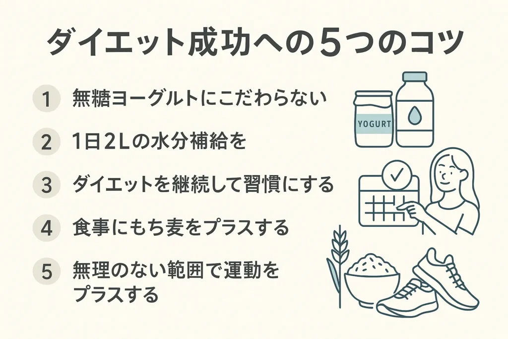 ヨーグルトダイエット成功のための5つのコツ インフォグラフィック